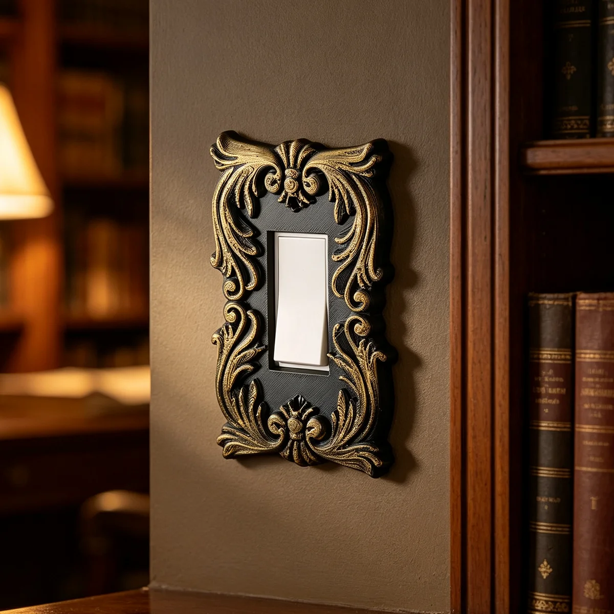 Cross‑border European Classic Distressed Gilded Switch Plate Retro Floral Relief Household Wall Switch Decor Cover