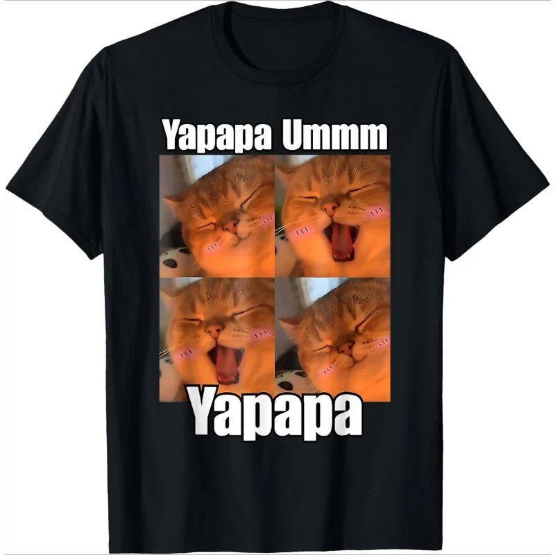 

Yapapa Ummm Cat Meme Short-Sleeved Funny Humor Women's Casual T-Shirt Versatile Basic Crew Neck Top Soft and Comfortable Y2K Top