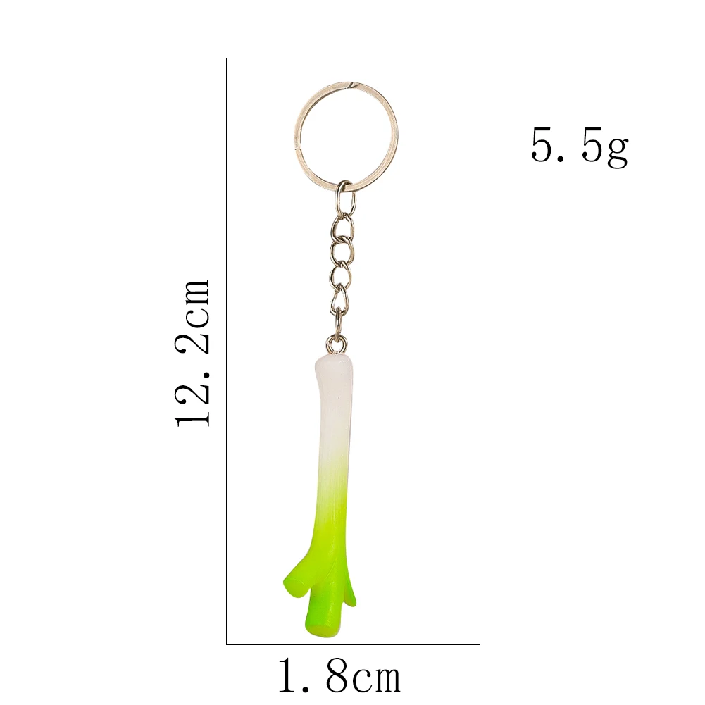 2PCS Simulated Vegetable Green Onion Pendant Keychain Fun Kids Party Gift Backpack Charm Keyring Mobile Phone Chain Food Model