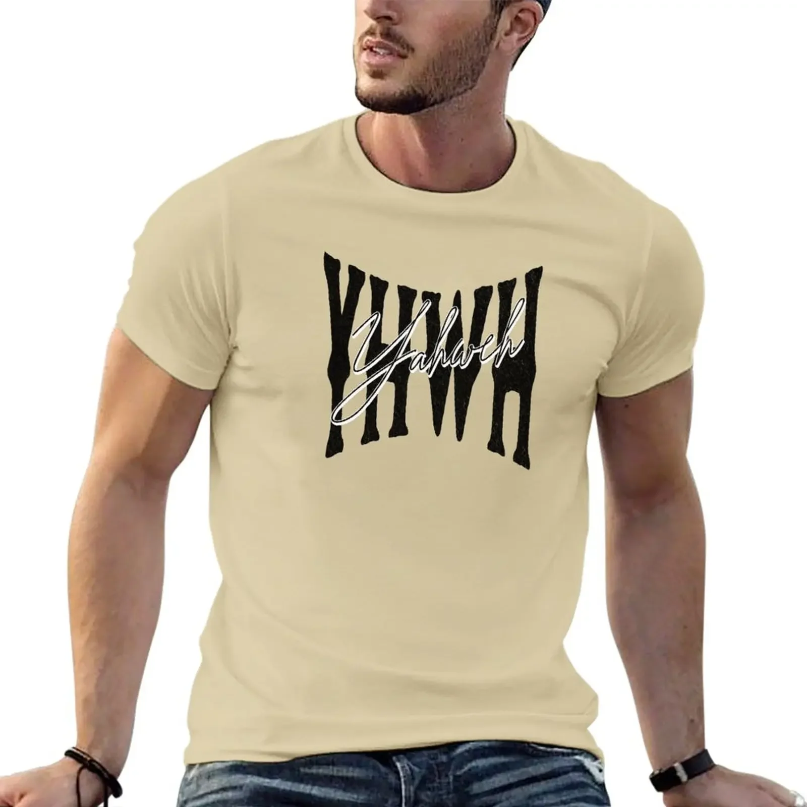 Summer clothes Oversized heavy weight t shirts for men YHWH Yahweh - Holy Name of Elohim - Torah Bible Design T-Shirt FUNNY NEW