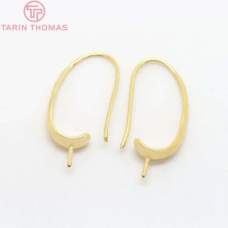 

(2410)10PCS 13x29MM 24K Gold Color Plated Brass Half Hole Beads Earring Hooks High Quality Diy Jewelry Findings Accessories