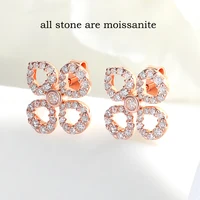 Boucles d'oreilles Smyoue Flower All Moissanite pour femmes, entièrement serties de diamants, taille ronde, scintillantes, bijoux pour filles, argent pur 925 plaqué or 18 carats 2