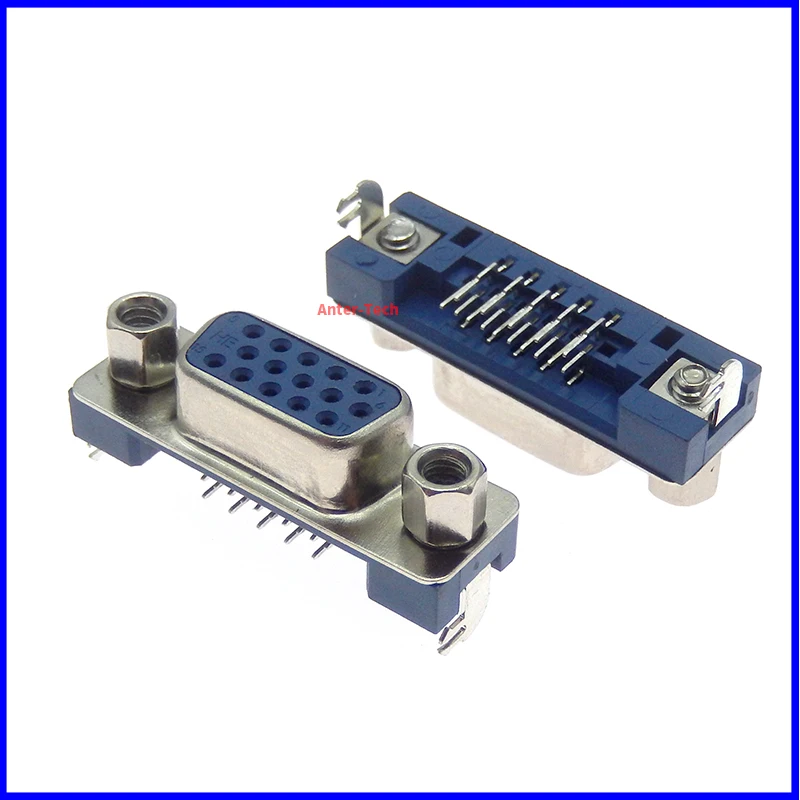 VGA connector DB15 three-row 15-hole ultra-thin female socket HDR15 DR15 connector socket Countersunk plate type