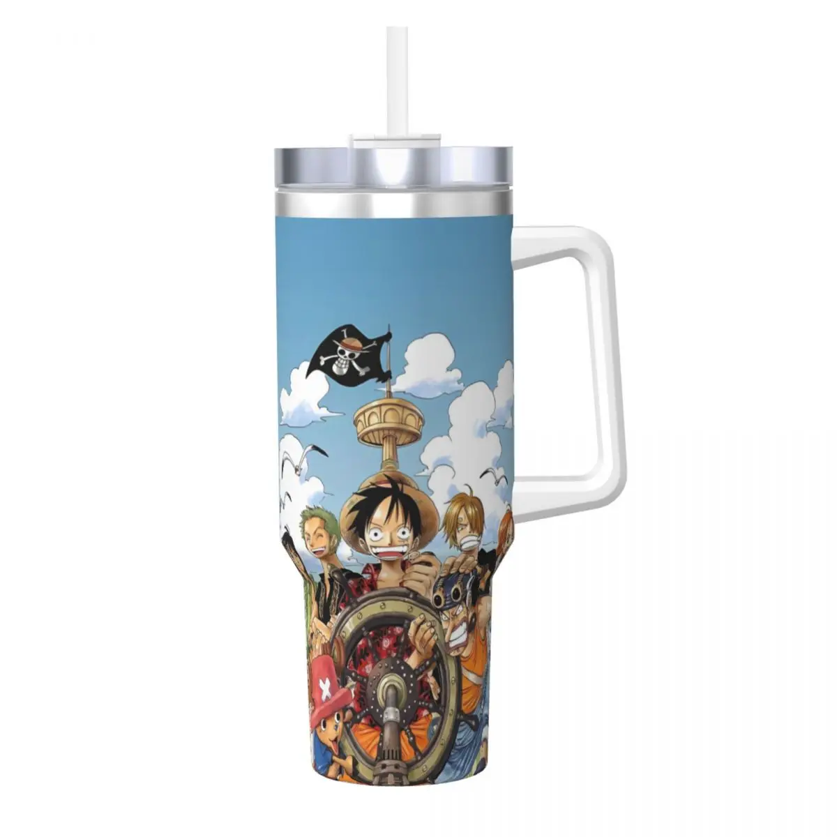 O-One Anime P-Piece Tumbler Cold Drink Water Bottle Heat Preservation Stainless Steel Thermal Cups Graphic Beach Car Mugs