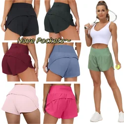 2024 Gym Yoga Wear Sport High Waist Short Pocket Run Women Sportswear Fitness Push Up Quick Drying Summer Cycling Clothing Pink