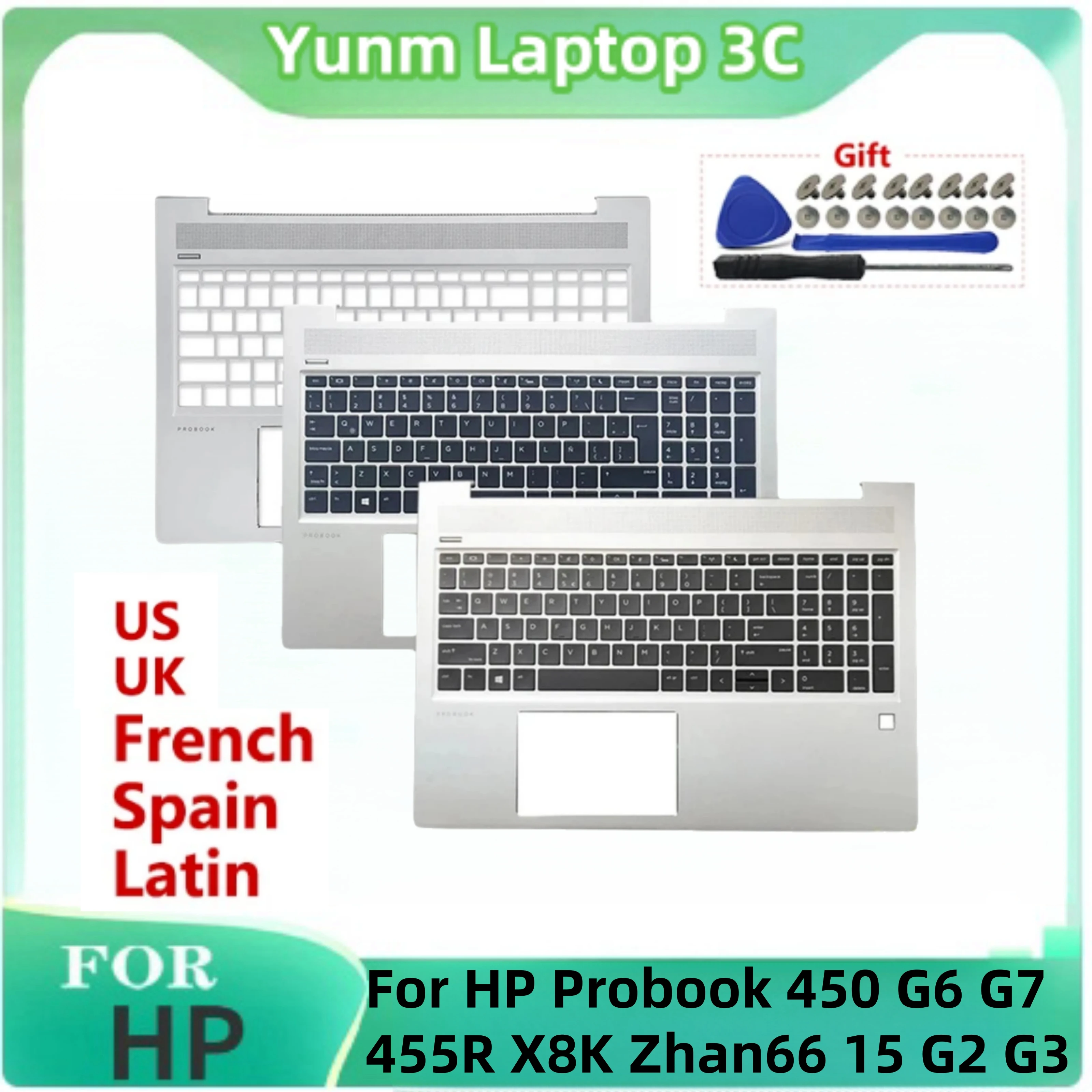 Imagem -01 - Tampa do Teclado Retroiluminado do Portátil Tampa Superior Caixa Superior Eua Reino Unido fr sp la hp Probook 450 g6 g7 455r X8k Zhan66 15 g2 g3 Original tampa do teclado retroiluminado do portatil tampa superior caixa superior eua reino unido fr sp la hp probook 450 g6 g7 455r x8k zhan66 15 g2 g3 original 01