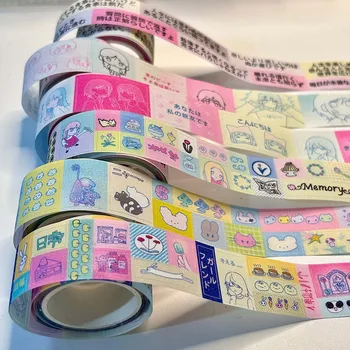 Kawaii 캐릭터 Washi 테이프 PET 반짝 이는 데코 스티커 스크랩북 절단 마스킹 테이프 예술 Diy 공예 저널 플래너
