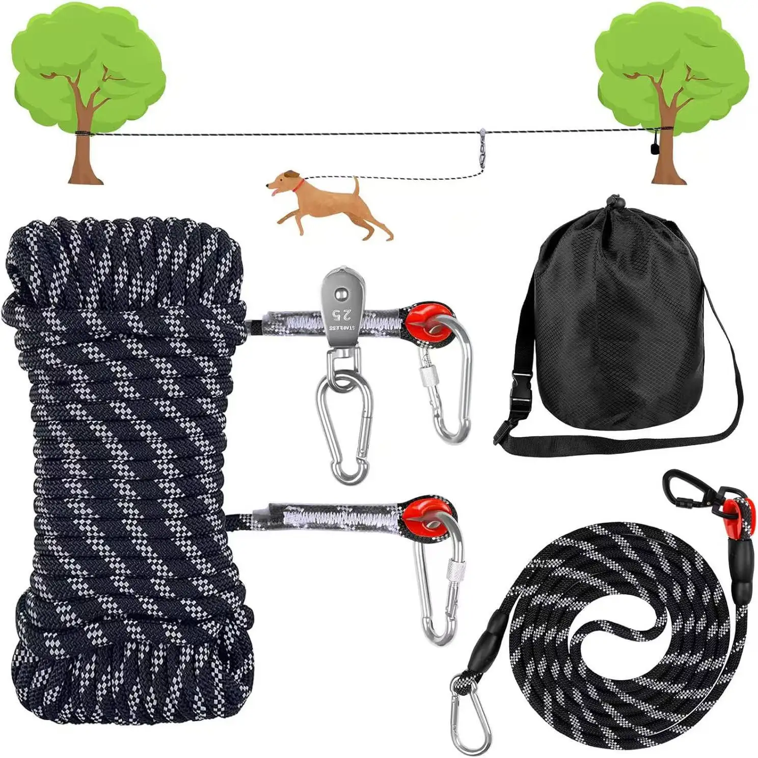 

Multi-Functional Dog Lea Outdoor Pet Activi Tie Tree Long Double-Headed Rope for Walking Dogs Courard