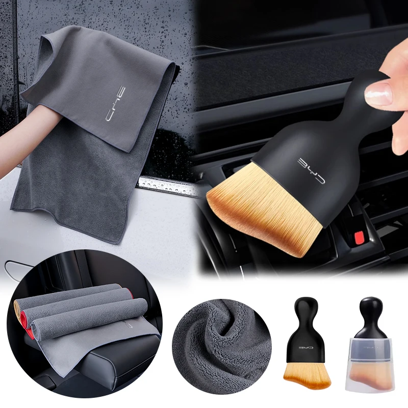 Toalla de lavado de coches de microfibra de gamuza, trapo limpio para BYD Tang F3 E6 Atto Yuan Plus Song Max G3, accesorios de herramientas de cepillo de limpieza Interior