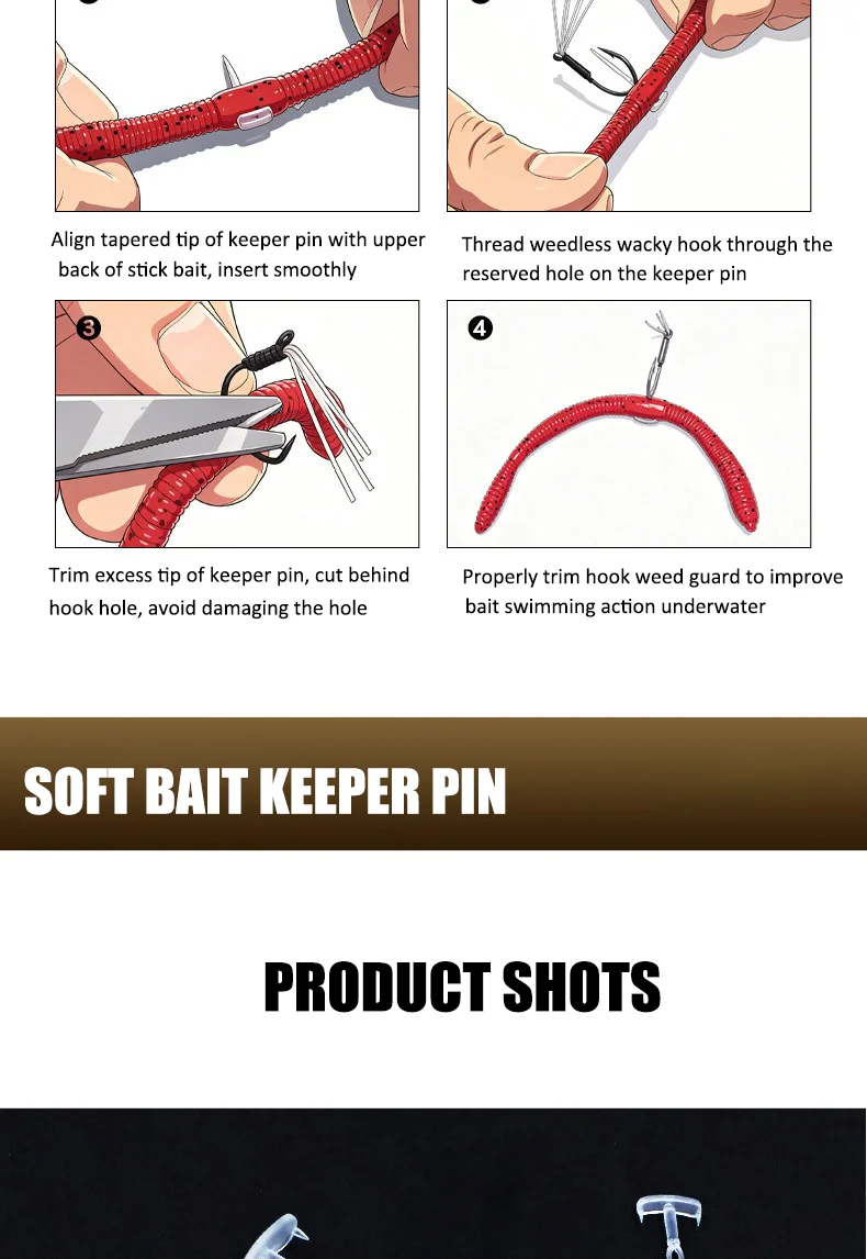 30Pcs Neko Keeper Soft Bait Keeper Pin Reusable Lure Holder Pins Fixing Pin for Neko Wacky Rig Plastic Rigging Insert