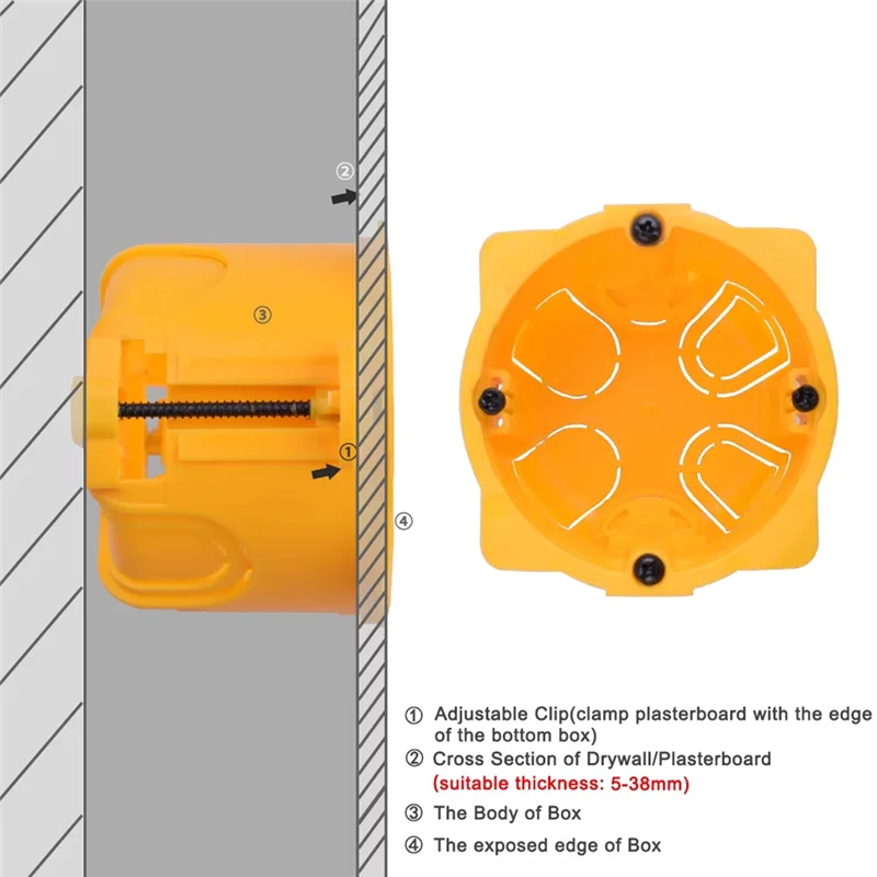HRBAJ-Drywall Box For Plasterboard & Concrete Wall,Switch Socket Cassette Electric Box Case For European Standard Installation