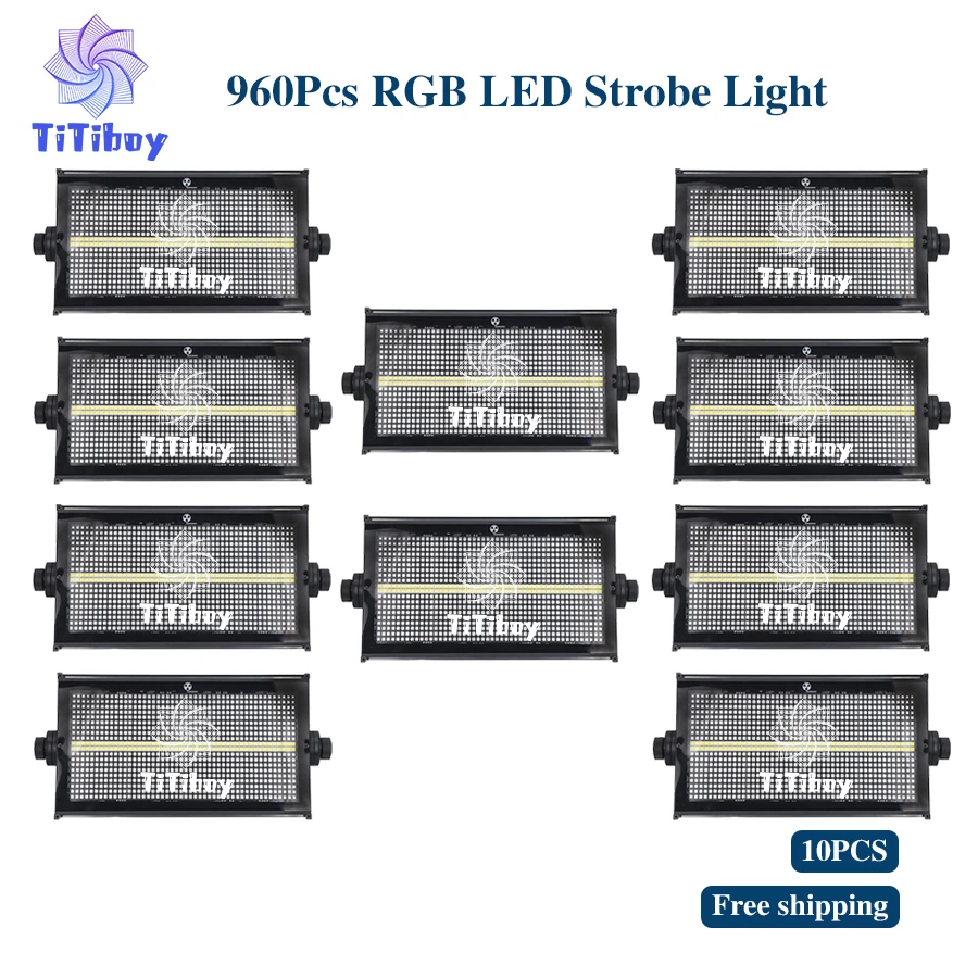 

Без налога, 10 шт. DMX 512 Master-Slave и Звуковое управление, 960 шт. RGB светодиодный стробоскоп, высокая яркость, внутреннее сценическое освещение, Сегментированная вспышка
