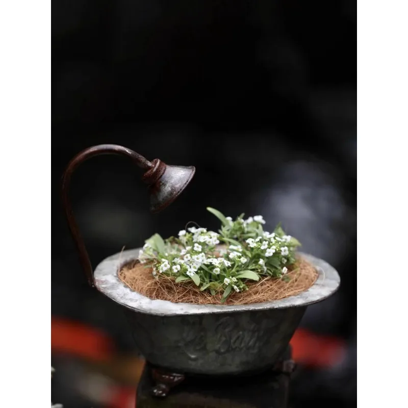 Bath flower pot flower ware wrought iron grocery garden courtyard balcony flower ware decorative ornament American style