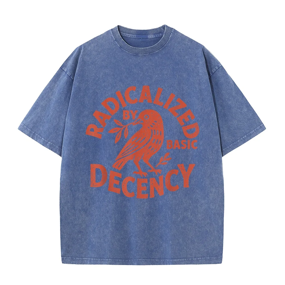 Radicalized by Basic Decency Peace Dove Equality Tee T-Shirt Top Clothing Y2k Blue Cotton T Shirt Men Gift Short Sleeve Casual