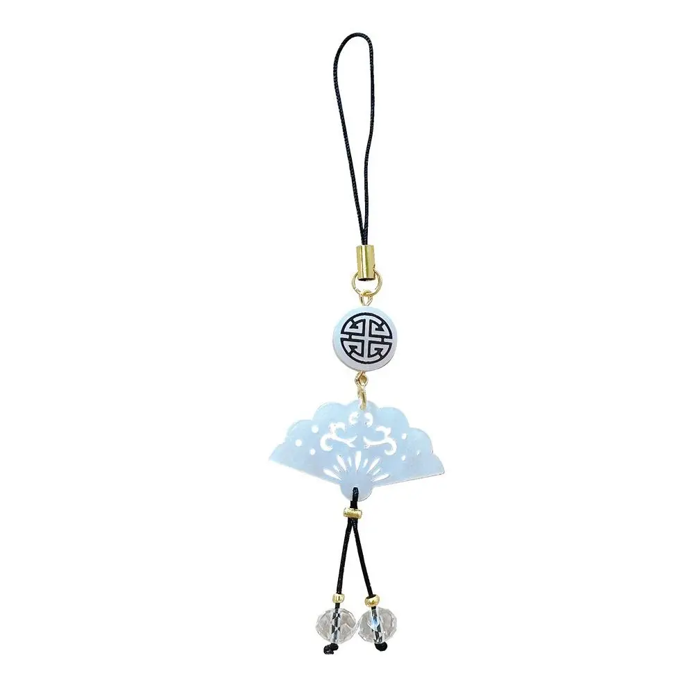 

Keyring Chinese Style Phone Pendant Four Leaf Clover Fan Mobile Phone Chain Creative Charm Mobile Phone Strap Phone Decoration