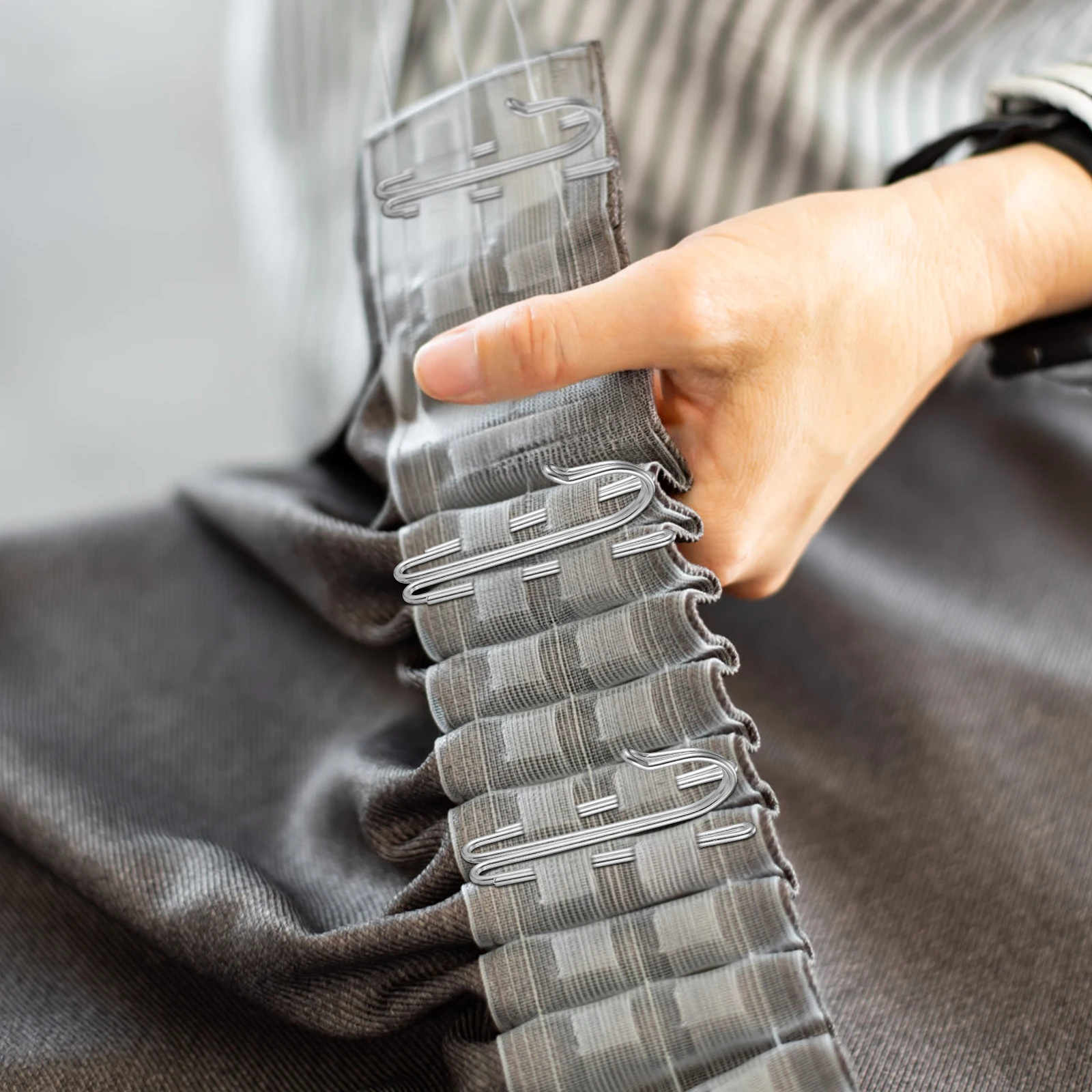 

50Pcs Drapery Hooks Stainless Steel Thickened Curtain Hooks for Drapes Pleated Window Curtain Hangers Clips for Bathroom Shower