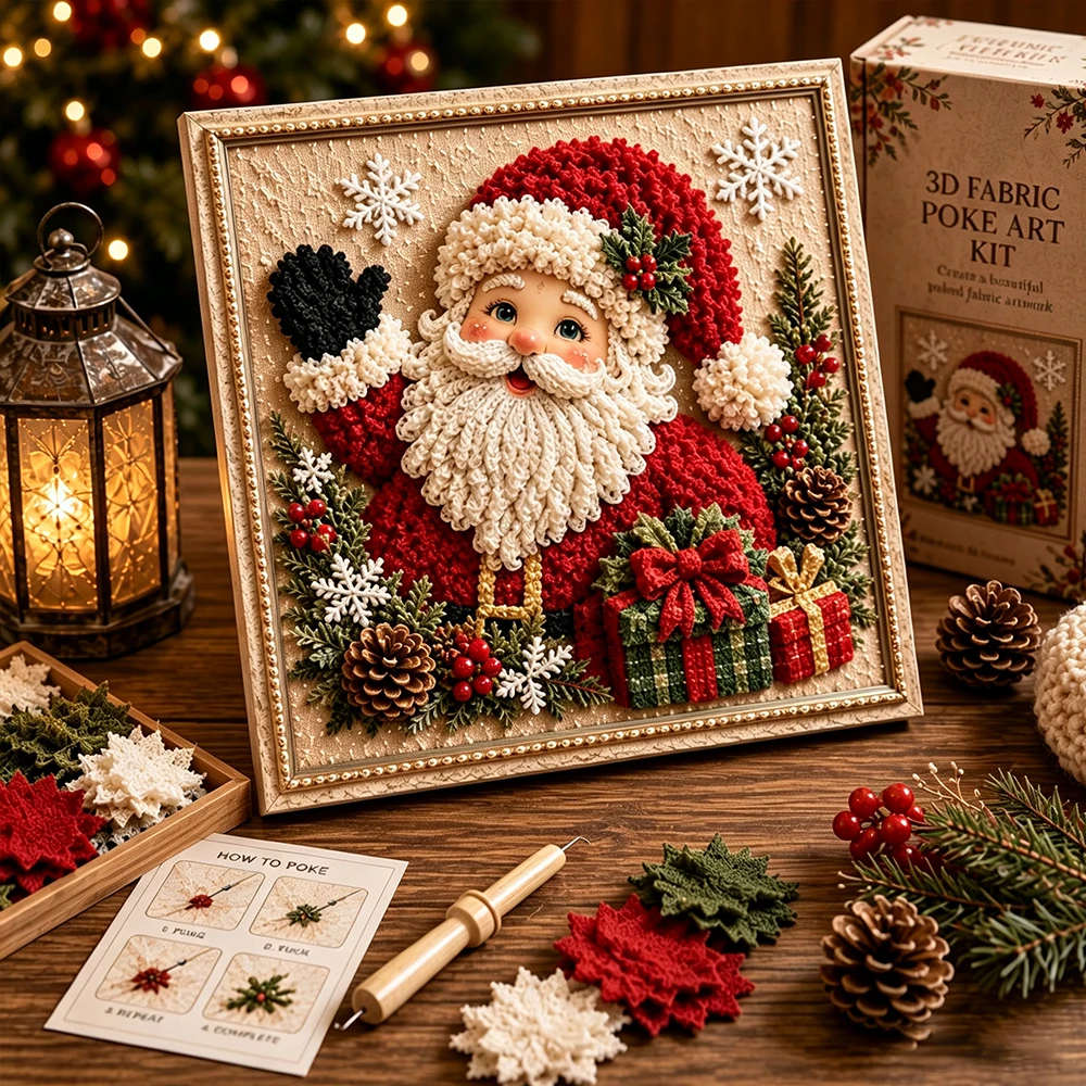 Art And Craft Exclusives - Diverse Kerstthema Stoffen Poke Art Kit,