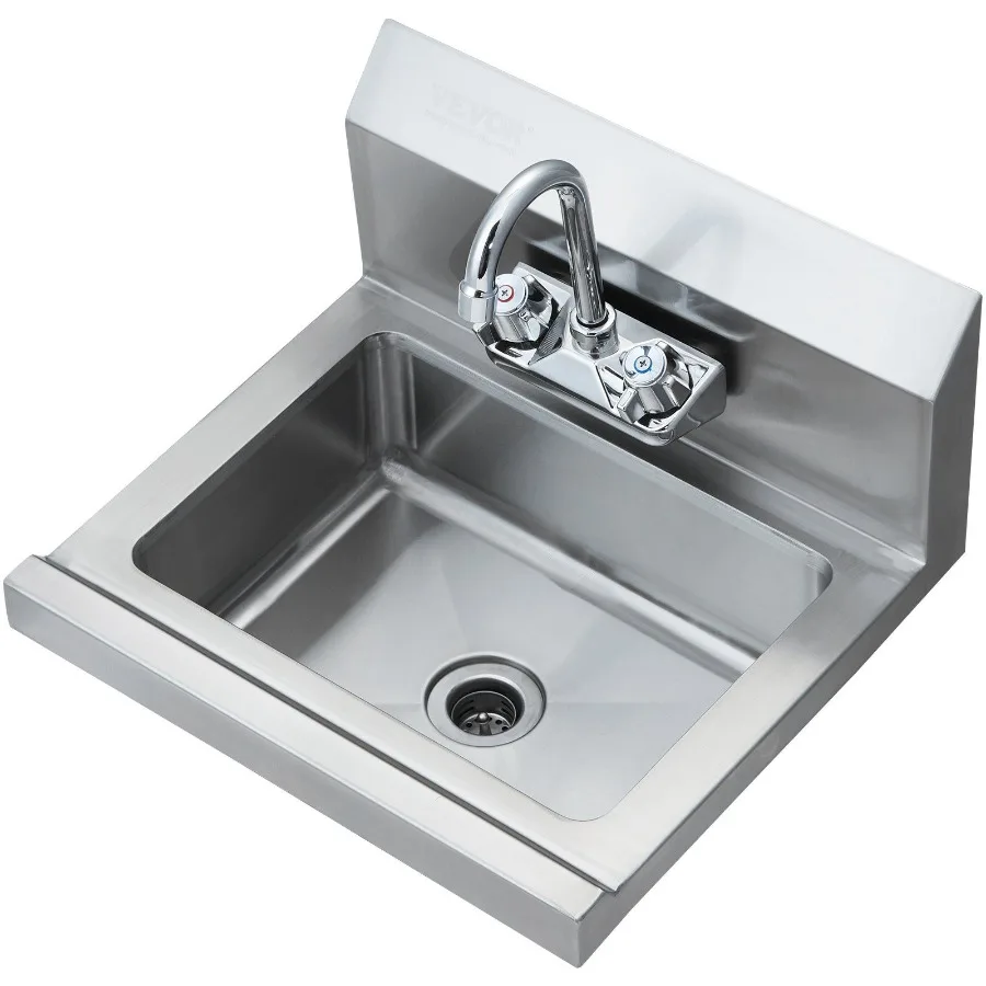 

Commercial Hand Sink with Faucet NSF Stainless Steel Sink for Washing Small Hand Washing Sink Wall Mount Hand Basin Utility Si