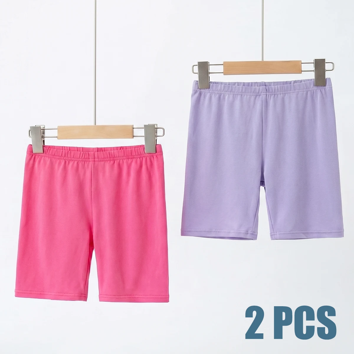 2 PCS Kids Tights Girls' Shorts & Safety Shorts, Anti-Exposure, Simple Solid Color, Suitable for Kids' Daily Wear, Moderate Thic