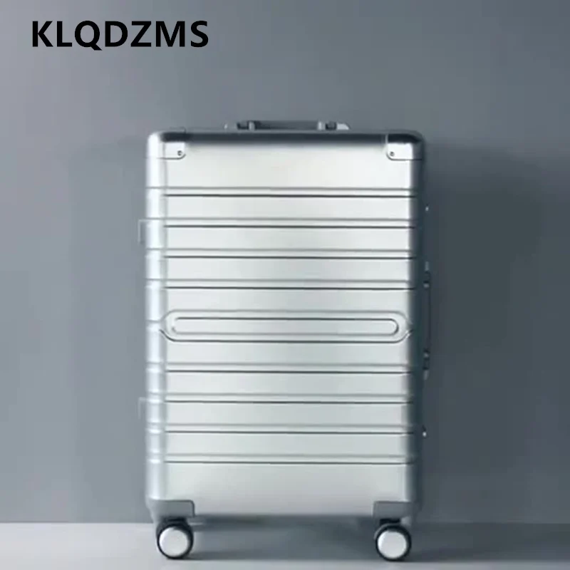 KLQDZMS المتداول الأمتعة جميع سبائك الألومنيوم والمغنيسيوم حقيبة تروللي بعجلات رجال الأعمال الصعود صندوق 20 "24" 28 بوصة حقيبة سفر #6