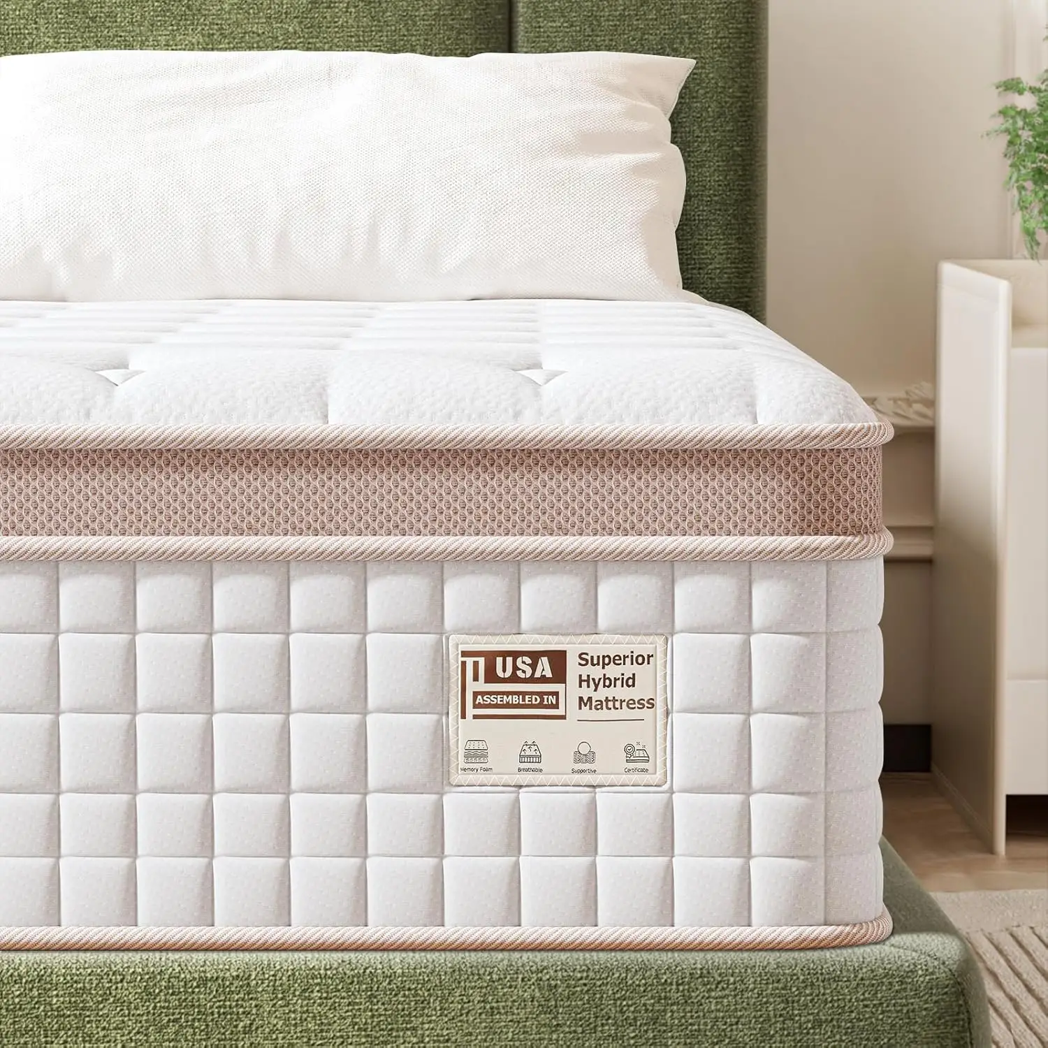 Queen Mattress 14 Inch - Superior Firm Hybrid Mattress In a Box for Back & Lumbar Support