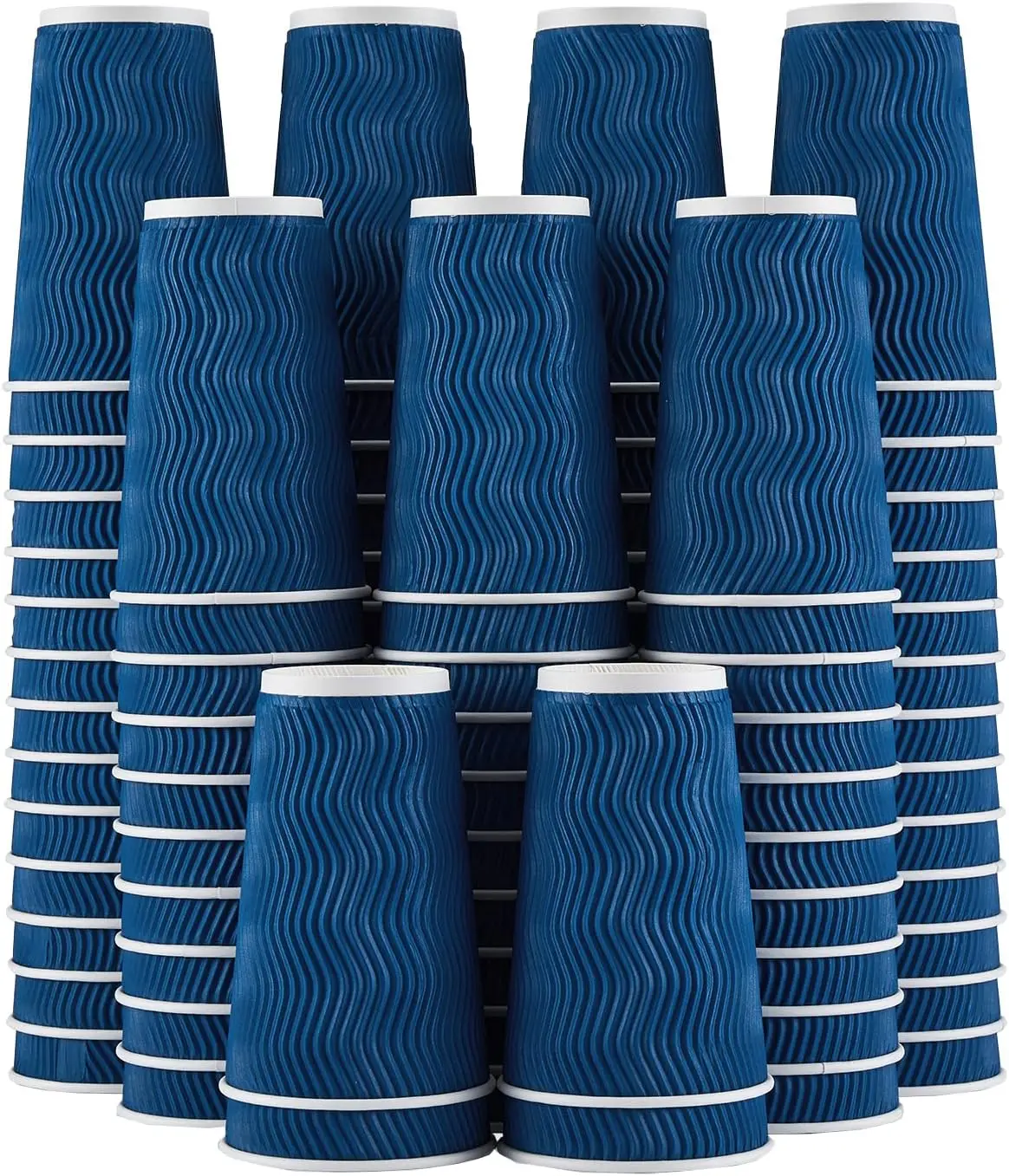 

90 Pack 16 oz Insulated Corrugated Paper Cups - Kraft Ripple Wall for Hot & Cold Drinks