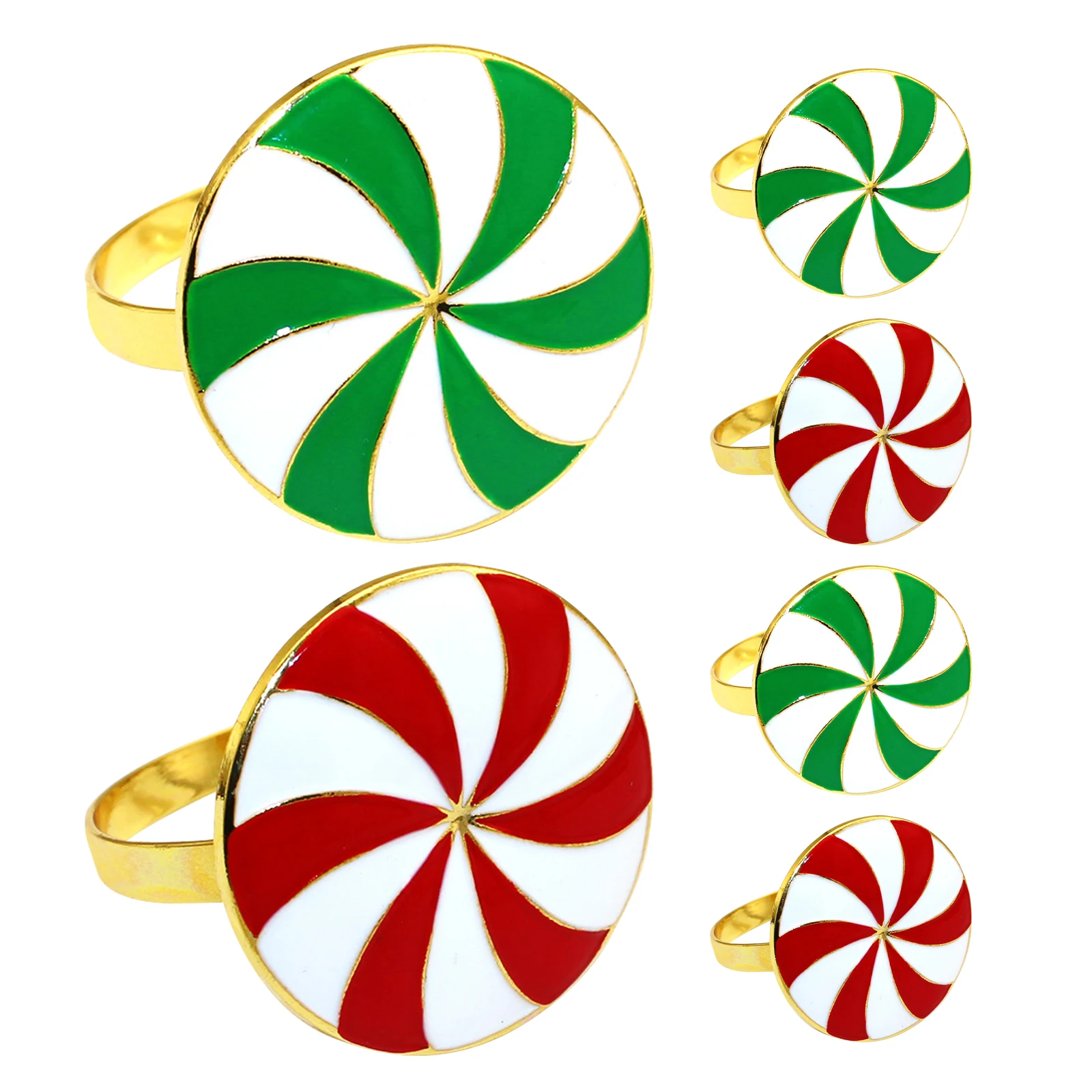 

6Pcs Candy Shaped Christmas Napkin Rings Metal Napkin Holders Festive Table Decoration Holiday Party Table Buckles