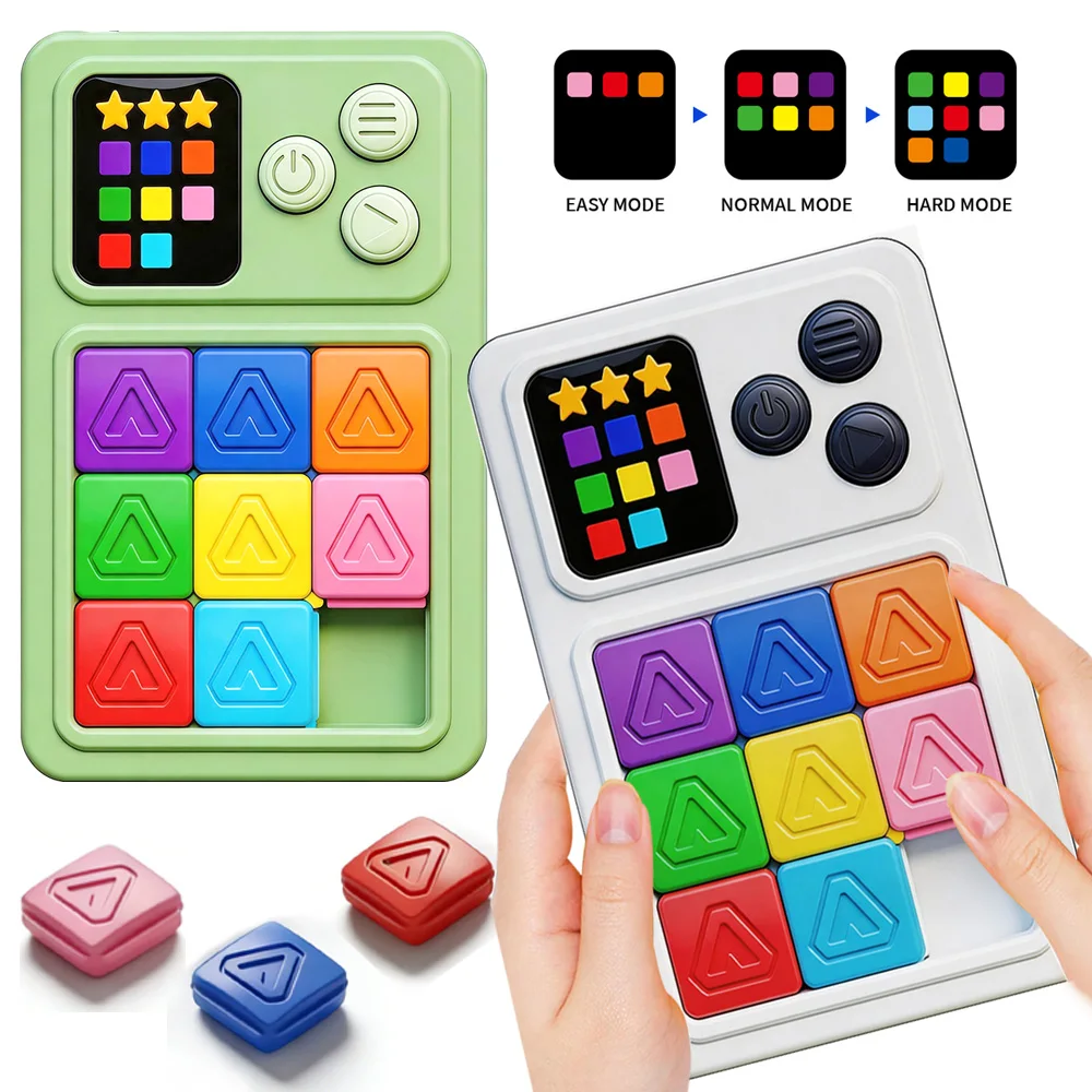 Electronic Slide Puzzle Handheld Games for Kids,Brain Teaser Puzzles, Educational STEM Logic Toys, Travel Games