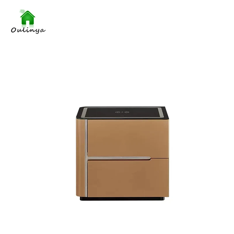 Small Household Multi-function Intelligent Bedside Table Rechargeable Storage Bedroom Modern Simple Glass