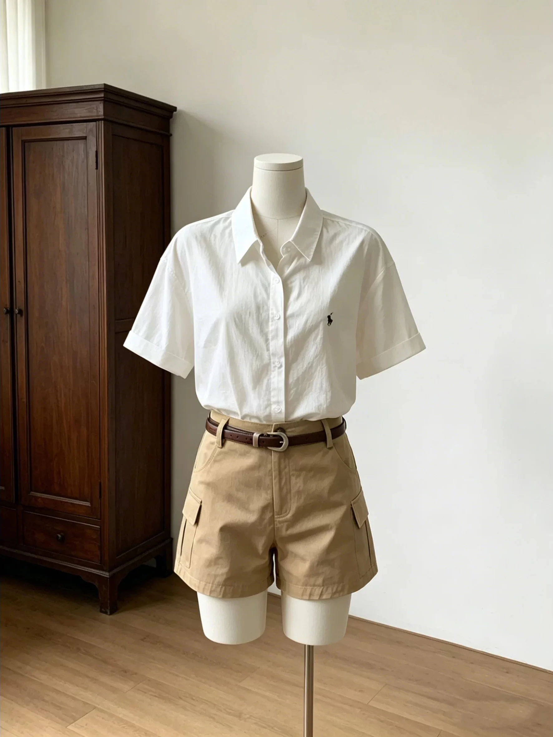 American Retro Low Waist Shorts Women Summer New Khaki Casual Workwear Pants Small Size Hot Shorts Commute Pure Color Button