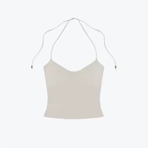Tank Women's Open-Back Stretchy Camisole Top with Metal Accessories and Self-Tie Shoulder Straps, Low-Neck Sexy Halter Top - Image 8
