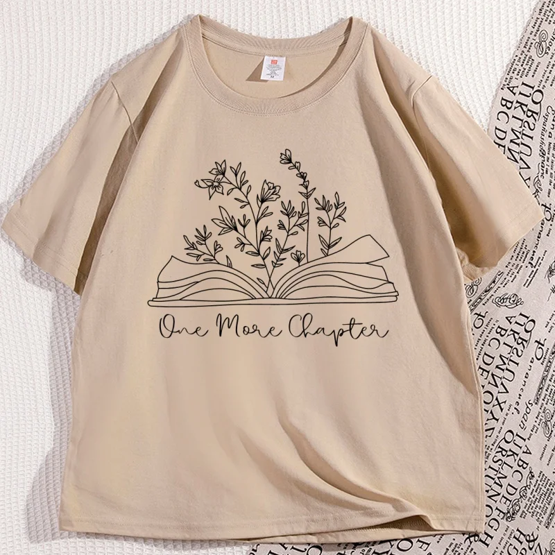 Retro Book Lover Tshirt Reading T-shirts Just One More Chapter Books Club Tshirt Librarian Cotton Short Sleeve Printed Clothes