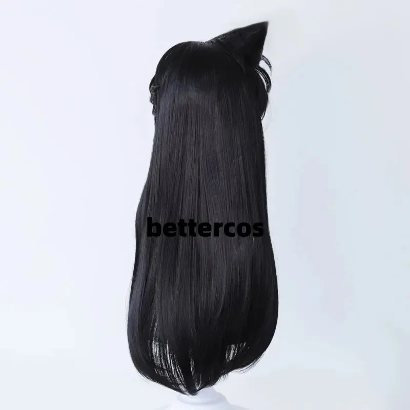 CyMouri Ran الاصطناعية الشعر أنيمي طويل 72 سنتيمتر الأسود مع كعكة تأثيري أنيمي شعر مستعار راشيل مور مقاومة للحرارة الشعر شعر مستعار للحفلات + شعر مستعار Ca