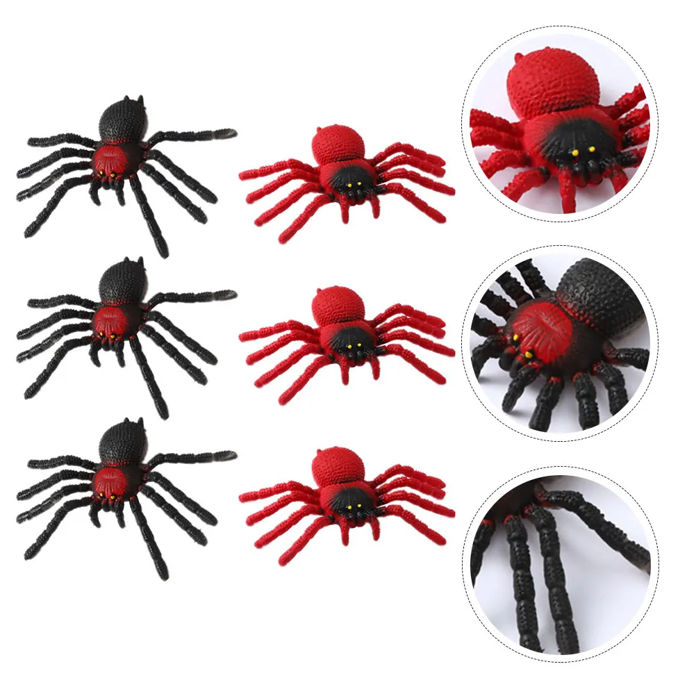 

6Pcs Halloween Prank Spider Realistic Simulated Rubber Scary Decoration Party Props Horror Halloween Supplies Horror Spider