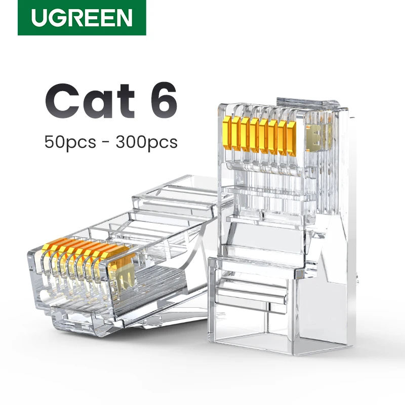 UGREEN złącze RJ45 kabel Ethernet złącze Cat6 50pcs-300pcs kabel Ethernet złącza zaciskane wtyczka sieciowa UTP dla sieci
