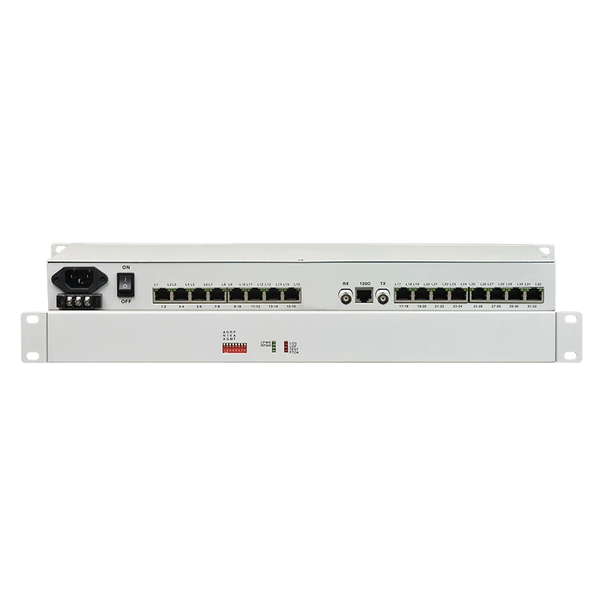 19 Inch 1U Type 31 Channel Serial RS232 RS422 RS485 to E1 Converter RJ45