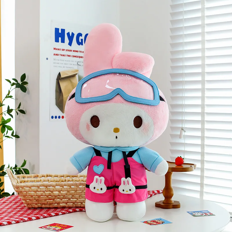 

Sanrio Новый 40/55/70 см большой размер аниме плюшевая игрушка My Melody Kuromi лыжная плюшевая кукла Kawaii украшение интерьера подарки на выпускной