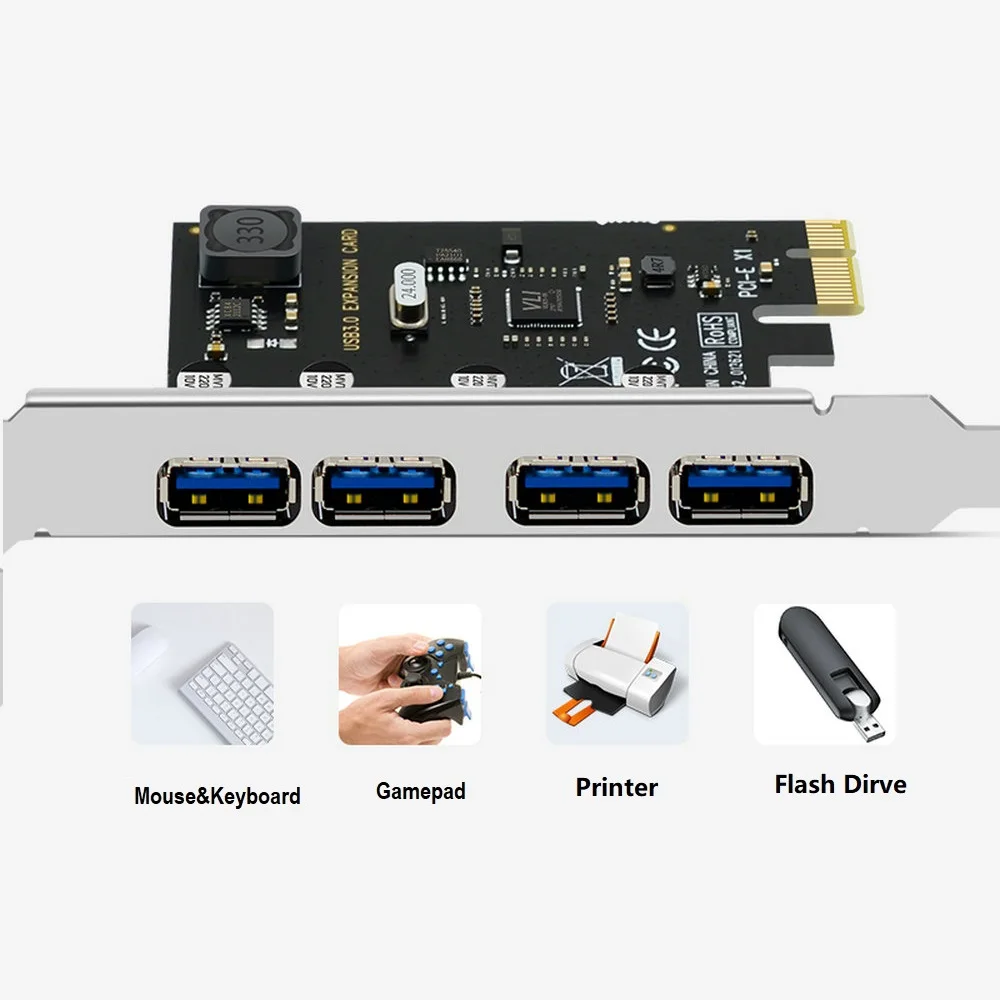 USB 3.0 PCI-E  Expansion Card Adapter 4 Port  2A USB 3 to PCIE PCI express adapter Card