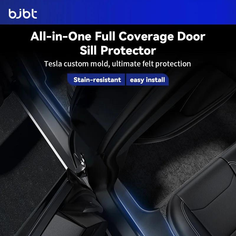 

BJBT For Tesla Model Y Juniper 2025 2026 TPE Front Rear Door Sill Protector Threshold Strip Anti-kick Guard Panel Waterproof Pad