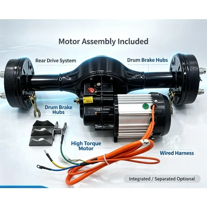 High Power Drum Brake Shift Rear Axle Assembly Complete Transmission Repair Parts for Electric Tricycles and High Speed Motors