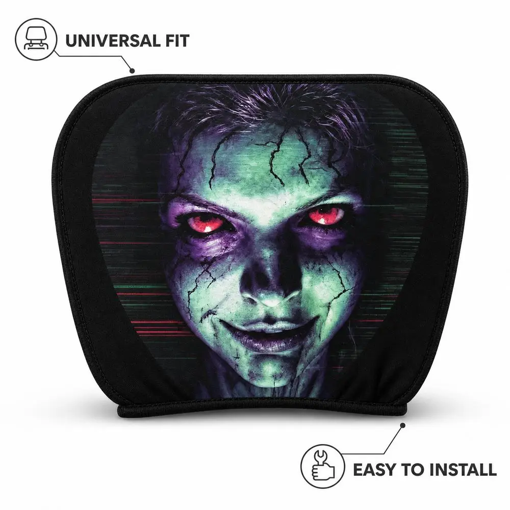 Polyester Car Headrest Cover Graphic Printed Portrait Print Car Seat Cover Universal Fit Decorative Style Headrest Pillow Cover
