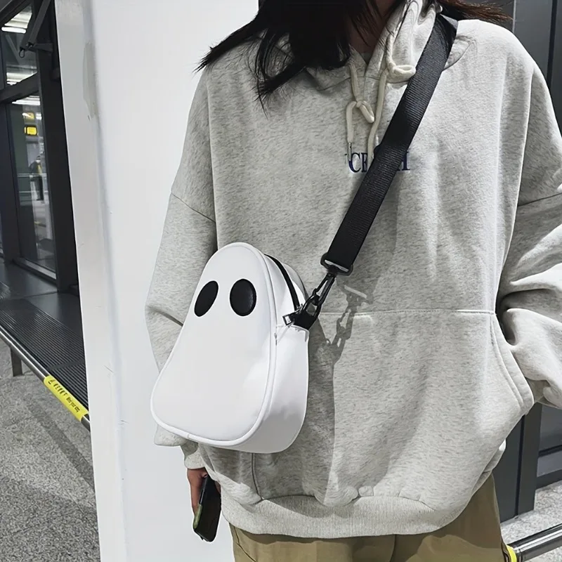 

Cute Ghost Fun Bag,Skull Crossbody Bag with Shoulder Strap - Trick or Treat Design in Black and White