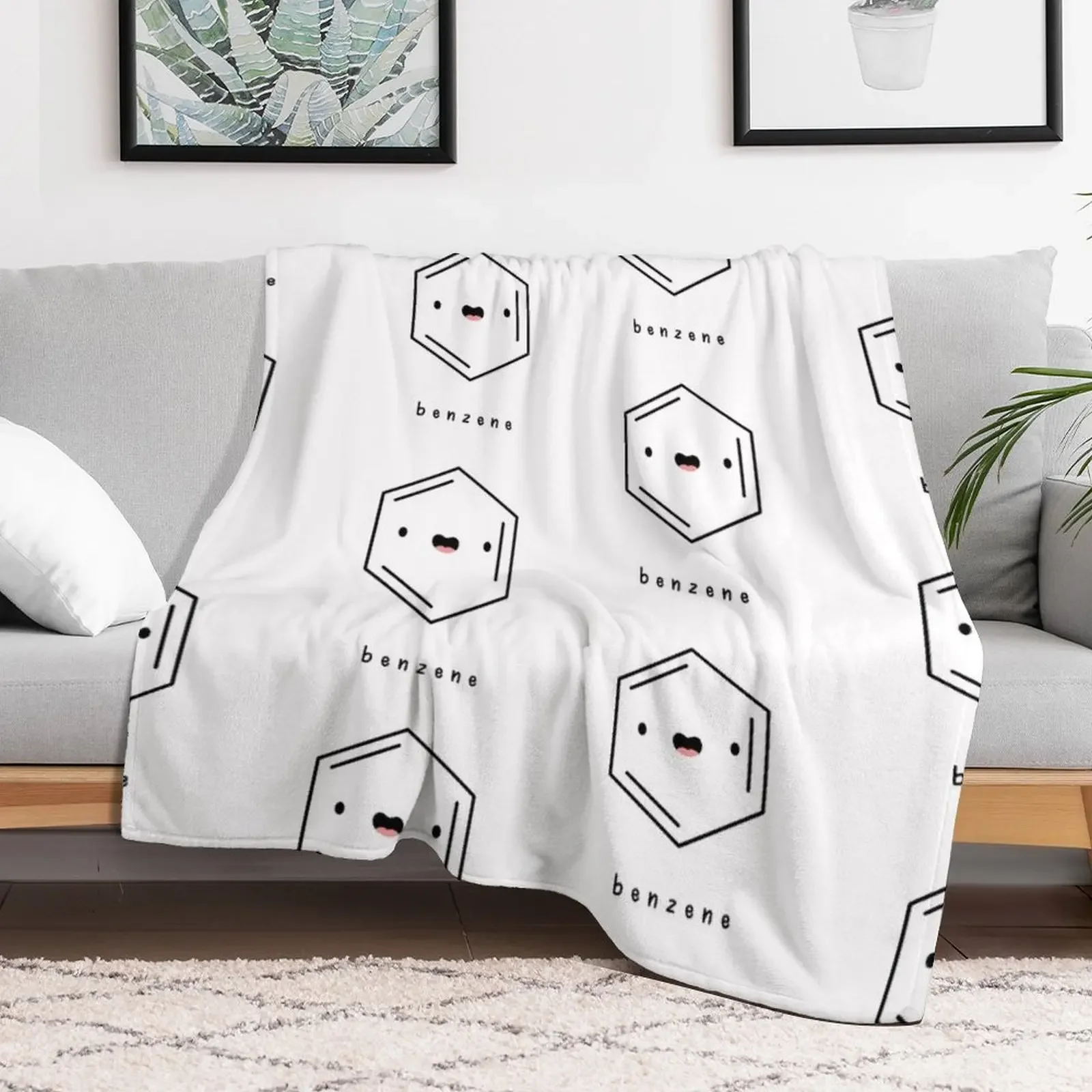 Kawaii Benzene Hydrocarbon Ring Throw Blanket Softest Travel Blankets