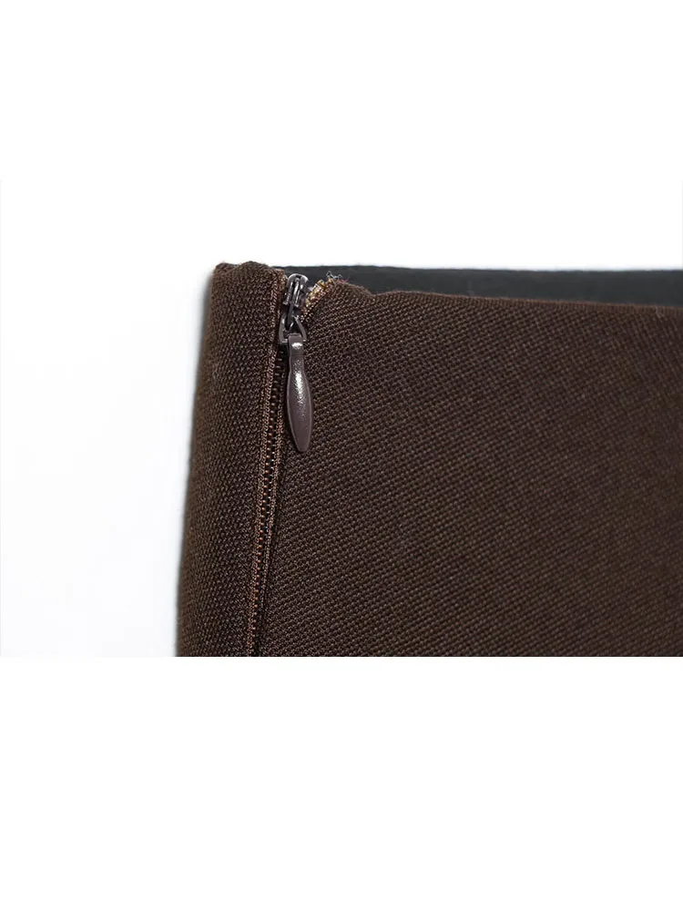 HH سترة نسائية عصرية ذات طية صدر السترة وجيب واحد الصدر مزين بأكمام طويلة + سحاب عالي الخصر طقم تنورة ضيقة واسعة بطيات #6