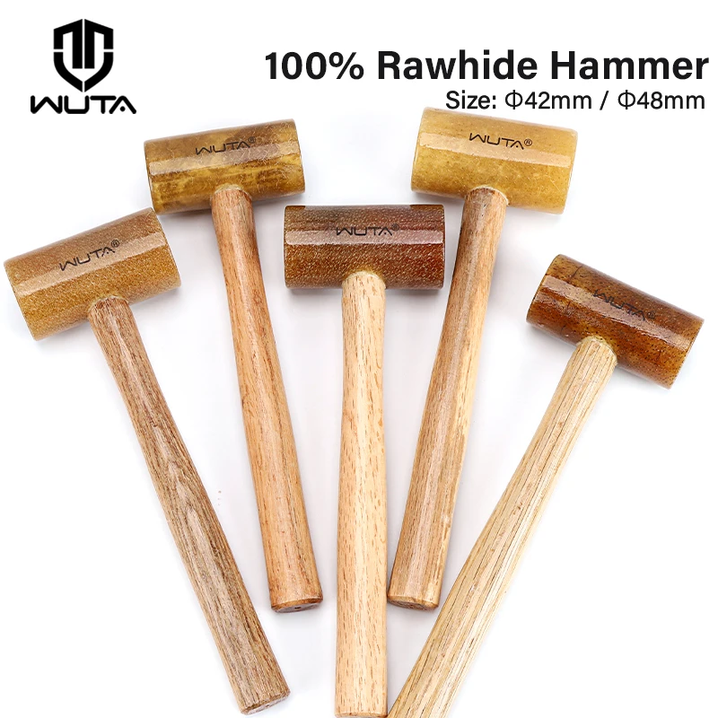 WUTA 100% Rawhide-head Mallet Leather Craft Hammer Stamping Jewelry Leather Worker Craft Tool Good Buffering Capacity 48mm 42mm