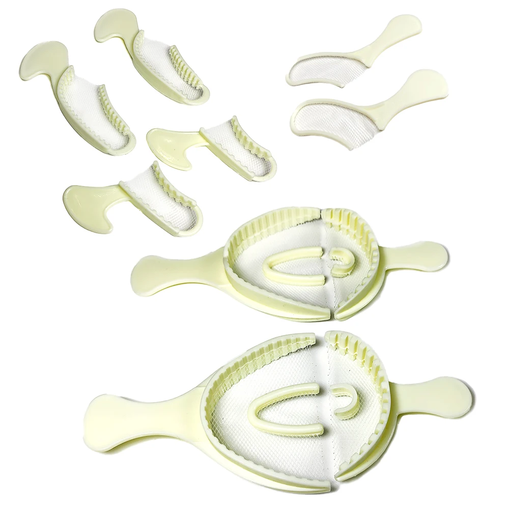 100 Pieces High Quality Dental Equipment Teeth Plastic Dental Impression Tray With Net Bite Registration Trays