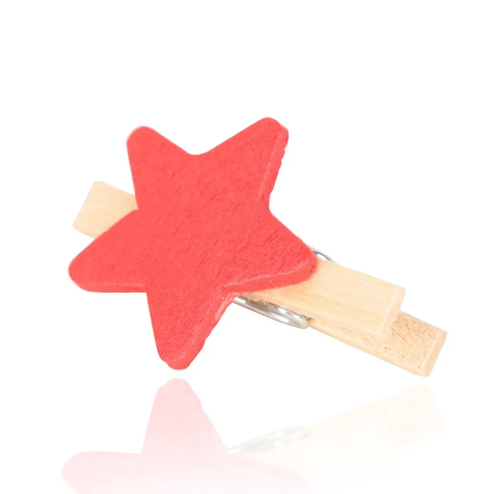 Mini Colorido Estrela De Madeira Craft Clips, Cartão, Foto, Papel, Peg, Prendedor de Roupa, 50Pcs