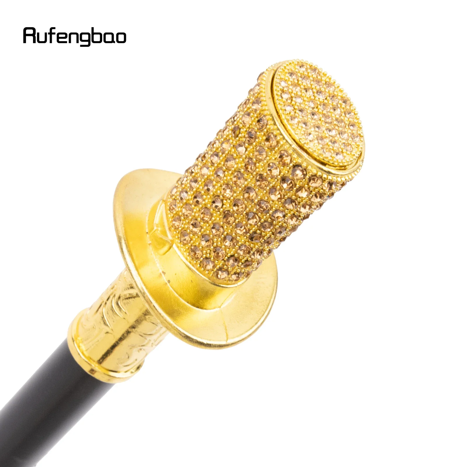 Golden Artificial Diamond Walking Cane Fashion Decorative Walking Stick Gentleman Elegant Cosplay Cane Knob Crosier 96cm