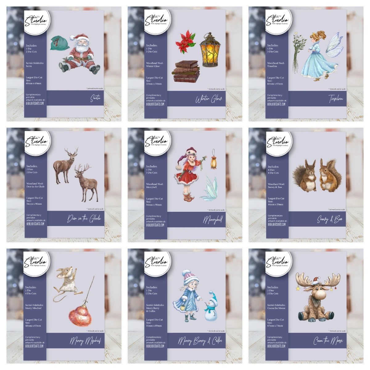 

2025 New Tattered Lace Santa’s Sidekicks Die Collection Dies Winter Glow Die Set DIY Scrapbooking New Year Greeting Card Molds