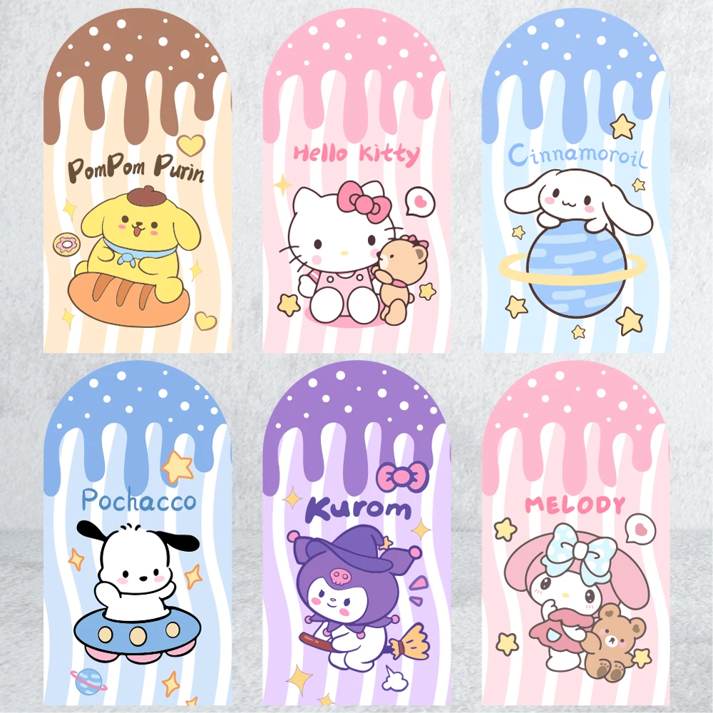

Cartoon Sanrio Family Cinnamoroll Arch Backdrop Cover Child Birthday Party Spandex Fabric Cute Image Party Background Decortion